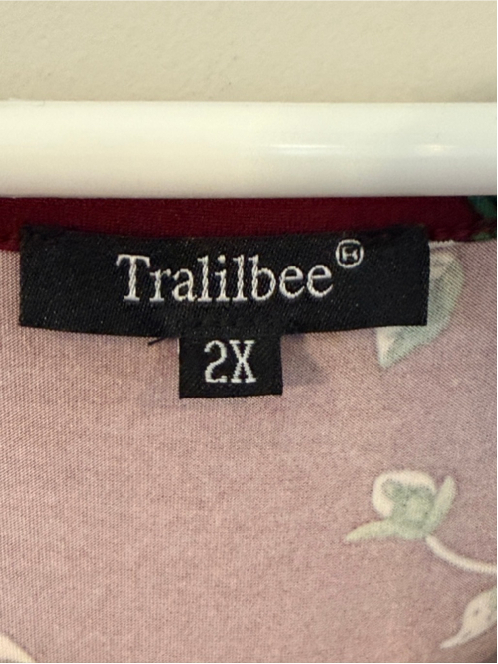 Tralilbee 2X Burgundy Floral Babydoll Dress Ruffle Sleeve Plus Size - Picture 3 of 4